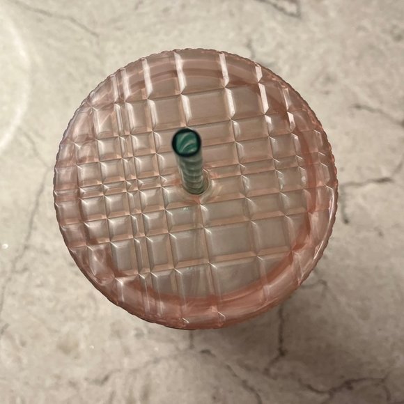 Starbucks Pink Pearl Jeweled Tumbler (24oz) with Jade Green Straw - Picture 5 of 8